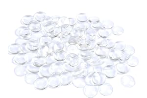 BUYGOO 100PCS Glas Cabochon Set rund Crystal Cabochon Glaskuppel Fassung Flat Back Glasstein 25mm DIY Schmuck Basteln Transparente Glas Kuppel Fliesen für Anhänger Armband Rohlinge Halskette