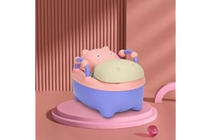 Eulenke Pink Nilpferd Theme Töpfchen für Kinder ab 1-6 Jahre, Mädchen Kindertoilette Baby Toilette, Typ der Schublade Baby Potty Klo mit Bürste Spritzschutz Deckel, Toilettentrainer Kindertöpfchen