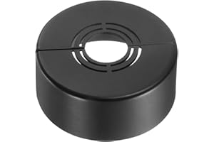 sourcing map Wall Split Flange, 1 Pcs 70x30 mm - Cuttable ABS Round Escutcheon Plate Cover Buckle, Shower Arm Flange for 20/25/33mm(0.8/1.0/1.3 Inch) Water Pipe Faucet Decoration (Black)