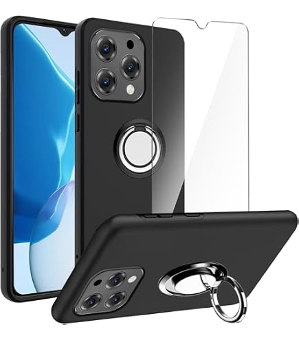 LYZXMY Cover per Doogee N55 (6.56) + 1 x Pellicola Protettiva in Vetro Temperato - Nero Morbido Silicone Custodia Protettivo TPU Gel Case