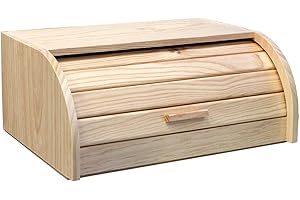 ACAN Artema - Panera de madera con tapa de persiana, de 15,5 x 48,1 x 25,8 cm. Recipiente para almacenar pan con tapa, válido para hogar u hostelería. Cajita para almacenamiento de pan.