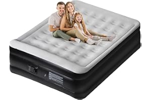 Panana Matelas Gonflable 2 Personnes avec Pompe intégrée, Lit Gonflable avec Dessus Floqué, Matelas Auto-gonflage/dégonflage en 3 Minutes avec Sac de Rangement pour Camping à Domicile 203x152x47cm