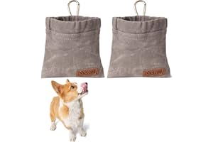 DULSPUE 2 Bolsas de golosinas para Perros，golosinas para Perros con Manos Libres con Bloqueo automático y Silbato para Perros, Bolsa de golosinas para Perros Cachorros para Entrenamiento de Perros
