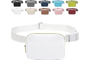 AIDBUCKS Mode-Bauchtausche Sport-Gürteltasche Hüfttasche Nylon-Stoff 2 Hauptfächer und Netzfächer Reißverschluss Verstellbarer Gurt Damen/Herren (Weiß)