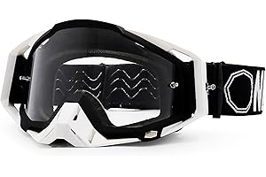 NONAGON BRAND Gafas de Moto, Motocross, Enduro, Trial, Ciclismo Montaña, MTB, DH, ATV, Quad, Deportes aire libre, Hombre y mujer, Lentes 100% transparentes, Antivaho