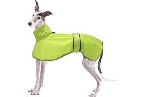 Geyecete Windhund Leicht Hundejacke Regenjacke, Hunderegenmantel Wasserdicht Verstellbar Windhundejacke Whippets Reflektierend Mantel Poncho fur Greyhounds, Lurcher und Whippets-Grün-M