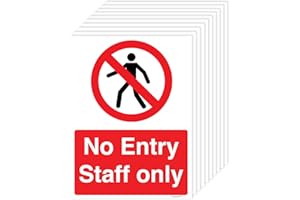 Pack of 10 Staff Only Self Adhesive Waterproof No Entry Signs (150 x 200 mm) Staff Only Sign Sticker for Offices, Doors Sara Prints®