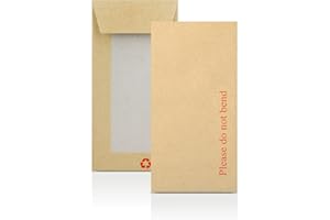 AKAR Briefumschläge mit Kartonrückseite, 22 x 11 cm, 220 x 110 mm, bitte nicht biegen, 50 Stück