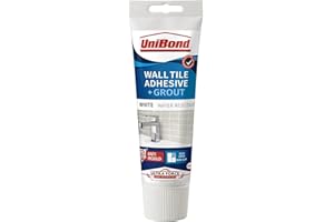 UniBond 2643638 Ultra Force Wall Tile Adhesive and Grout in Easy Apply Tube, 2 in 1 Waterproof Wall Tile Adhesive with Grout for Easy Tiling, White 300g