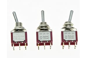 KAISH SALECOM 3 x DPDT 6 Pin 3 Posizioni ON / ON Chitarra Mini Interruttore A Levetta Auto Barca
