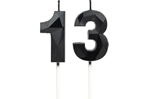 DTXLX 13th Birthday Candles, Black Number Candles Birthday Decoration, Happy Birthday Cake Toppers, for Birthday Parties Weddings Company Anniversaries (Black, 13)