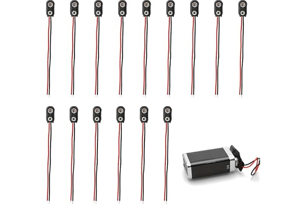 15 st 9 V batterie-kabel med klämma, batteriklämma för 9-volt blockbatteri med 15 cm anslutningskabel, I-typ batteriklämma för amperemeter leksaker larmsystem elektroniska enheter