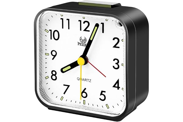 Mkitnvy väckarklocka analog tyst utan tickande, kvartsklocka med högt larm | Nattlampa, snooze-funktion, batteridriven bärbar väckarklocka för sovrum vardagsrum kontor resor