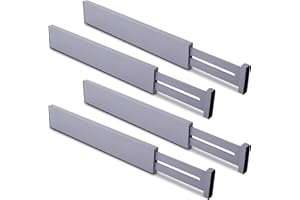 Utoplike Bambusowe przegrody do szuflad, duże, szare, kuchenne, regulowane, sprężynowe, działają w komodzie, łazience, sypialni, biurku, 4 szt