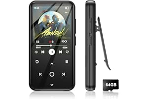 IVCDODVD Lvcdodvd MP3 Players with Clip 500mAh Battery 64GB Music Player Bluetooth 5.0 Sport MP3 Player with Built-In Speaker HiFi Sound FM radio Voice Recorder E-Book Support up to 128GB TF Card