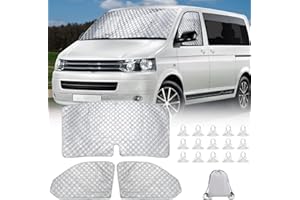 SOEKODU Ensemble de Fenêtre Aveugle Thermique Interne Remplacement pour VW T5 T6, 3 PCS Kits Thermiques Réversibles Extérieurs avec Sac de Rangement, Ensemble de Vitres Avant, Non 100% Occlusion