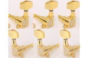 Musiclily Mécaniques Guitare 3x3 scellés pour Guitare électrique ou Folk Acoustique, Doré Bouton Gros Hex