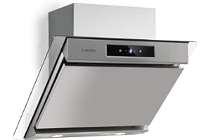 Klarstein Balzac Head-Free Hood - Extractor Hood with 3 Power Levels, Circulating Air and Exhaust Air, Extra Quiet, Touch Control, LED Lighting, Grease Filter, Silver, Type: Balzac Silent, 60 cm