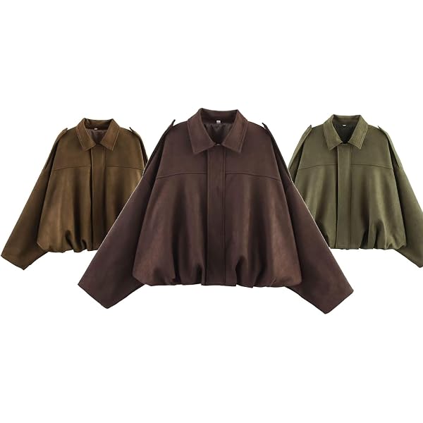 Produktbild von Lederjacke Damen Kunstlederjacke Kurz Bikerjacke Wildlederjacke Motoradjacke Jacke Mit Stehkragen Winterjacke Übergangsjacke Lederjacke Damen Schwarz LederjackeBraun Damen Langärmlige Jacke (A01, S