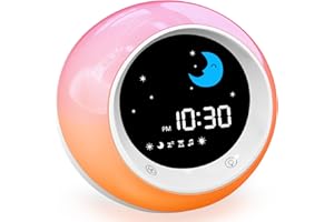 iHoo Kids Alarm Clock, Sleep Training Clock with Sun & Moon,Night Light and OK to Wake Alarm Clock for Toddlers