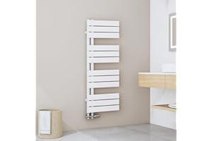 EMKE Badheizkörper Handtuchhalter 1041x400 mm, Handtuchheizkörper Seitenanschlusss Handtuchwärmer Handtuchtrockner Bad Heizkörper Flach Handtuchheizung Weiß 456W