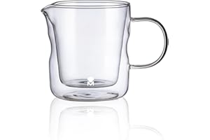 MasterPRO Foodies Mixology - 440 ml Jar de lait - Faire en verre borosilicate à double paroi résistant - idéal pour un usage quotidien - APTO Micro-ondes