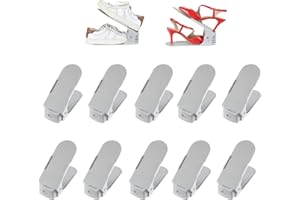 Deuline 10 x Verstellbarer Schuhschlitz Schuhregal Schuhstapler schuhaufbewahrung Schuhorganizer Schuhhalter Farbe: Grau