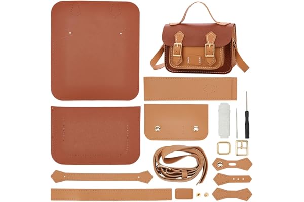 WADORN Kits de Fabrication de Sacs à Bandoulière DIY, Ensemble de Couture de Sac à Bandoulière en Cuir PU avec Instructions Fait à Main pour Kit de Fabrication de Sac à Main, 18x7x12 cm (Marron, Kaki)