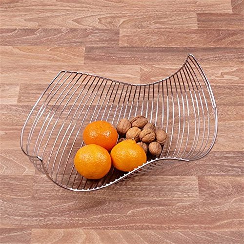 Designer-Obstkorb Früchtekorb Obstschale Salomon aus Metall silber verchromt 37 x 16 x 27 cm - 2