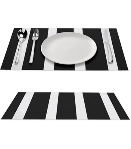 Gestreifte Vinyl-Tischsets, 4 Stück – 45,7 X 30,5 Cm, Hellbraun, Waschbar & Hitzebeständig Für Innen/außen