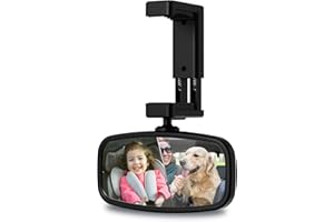 ALLILUYAA Retroviseur Voiture Bebe, Miroir Bebe Voiture avec Réglage Sur 360, Fabriqué en ABS, Miroirs Auto Bébés avec Pince à Ressort pour la Plupart Des Voitures Familiales
