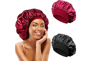 Lerkely 2 st mjuka sovmössor för kvinnor, nattmössa, satin, elastiska, återanvändbara, sovmössor av satin, lösa och trånga fö