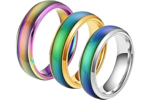 Glanzend Pack of 3 Mood Rings 1.6 cm & 1.7 cm & 1.8 cm Temperature Emotion Ring, Stainless Steel Colour Changing Mood for Boyfriend Girlfriend Daily Party Birthday Valentine's Day Anniversary