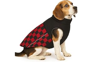 The Pets Company Dog Winter Coat Jacket, Clothes, Windproof, Waterproof, Light Weight, Washable, Ultra Warm Thick Fleece Lined Dog Vest for Cold Weather Protection, (Red Check, Medium - 20 Inch)