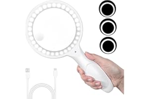 NTRJTRSS Lupa con Luz, 60X 30X 33 LEDLupas de Mano de Gran Aumento, Lupa de Vidrio con 3 Modos, Lupa Iluminada de Lectura Gigante para Joyería, Leer Libros, Exploración, Periódico y Mapas