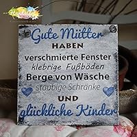 Shabby Style Holzschild - Gute Mütter ~ glückliche Kinder - blau
