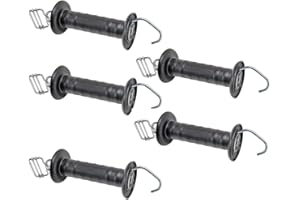 VOSS.farming Maniglia per recinzioni elettriche da pascolo, con aggancio per Nastro di Larghezza Max 40, mm zincata, Colore Nero, 5 Pezzi