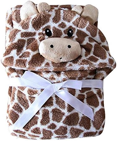 Newborn Baby Blanket,Animal Hooded Flannel Infant Blanket -Super soft, 0-12 months,3 size(30''x30'',39''x29'',39''x39'') (giraffe-39''*39'')