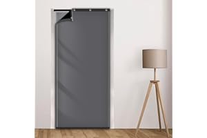 EASYHOMIE Thermal Insulated Door Curtain & Cold-Resistant Door Curtain, Dual Season Use, Waterproof Durable Cloth Surface + Thick Cotton Filling (85x205cm, Grey)