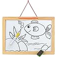 PLUSPOINT Multifunctional Magnetic Wooden Chalkboard Kids Educational Toys Game Whiteboard Blackboard Drawing Toys for Children (2 in1 Writting Slate)