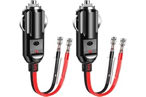 ARADOEA 2 Pack Car Cigarette Lighter Male Plug 12V/24V Female Socket Extension Cable with Leads LED Lighter Adapter Heavy Duty Power Supply Cord Waterproof 10A Fuse for Car Vehicle Motorcycle Tractor Boats