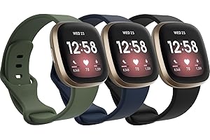 Garmcool Correa Compatible para Fitbit Versa 4/3, Sense 2 / Sense Correas,Silicona Deportivas Suaves Ajustable para Mujer Hombre, S/L