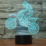 Ahat 3D Optical Illusion MTB Motocross Bike Pannello di modello di illuminazione notturna 7 cambiamento di colore pulsante tattile USB scrittorio LED lampada da tavolo luce