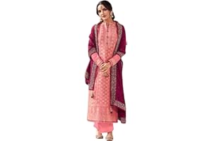 JIVRAJ FASHION Indischer pakistanischer Dhoti Patiyala Marmelade Seidenbaumwolle Dupatta Chiffon mit Stickerei Ready to Wear Plus Size Shalwar Anzüge