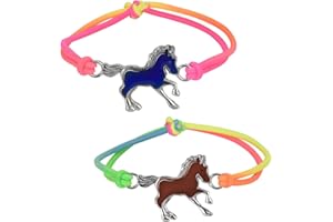 Linkgood Einschulung Mädchen Geschenk, Pferde Armbänder Stimmungsarmband für Mädchen, Kinder Schmuck mit Pferd als Schulkind Geschenk Schultüte Füllung Glücksbringer (2 Stück)