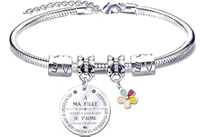 JRZDFXS Cadeau Fille Bracelets Femme Cadeau D'anniversaire Garçon Fille Enfant Je T'aime Ma Fille Cadeau Fille à Ma Fille Bracelet Femme Idee Cadeau Ado Fille Pendentif Bracelets