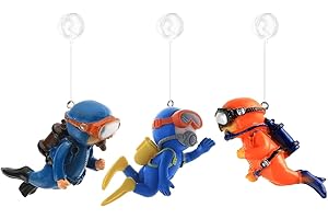 ANAJOY 3pcs Fish Tank Accessories, Diver Aquarium Figurine with Floating Balloon, Mini Aquarium Decorations, for Fish Tank and Aquarium