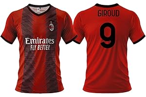 CALCIOGADGETS Maillot Giroud Milan Officiel 2023-24 Enfant Homme Adulte Réplique Autorisée Olivier Home 9, Rossonero, L