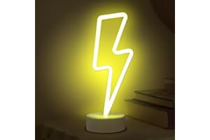 ALEENFOON Letrero de luz de neón LED Decoración de dormitorio Luces de noche Iluminación interior Luces de noche con pilas alimentadas por USB para fiesta Bar Navidad (Rayo Blanco Cálido)