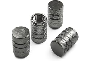 Pitlane Performance® Tapones de Válvula de Aluminio Juego de 4 Tapas para Válvula Schrader Compatibles con Coche, SUV, Moto y Bicicleta; Protección Duradera para Válvulas de Rueda (Antracita, Comfort)